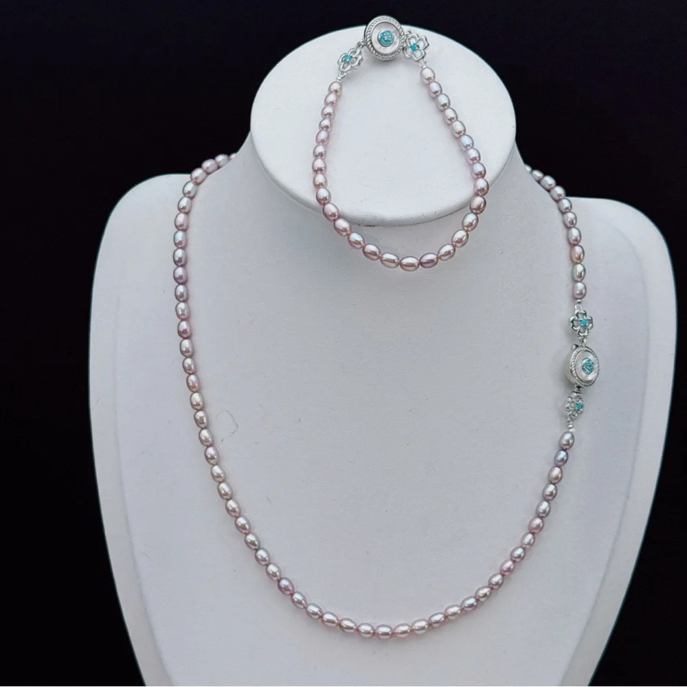 X782 Handmade High Quality Freshwater Baby Pearl Necklace Bracelet Set - Picture 8 of 8